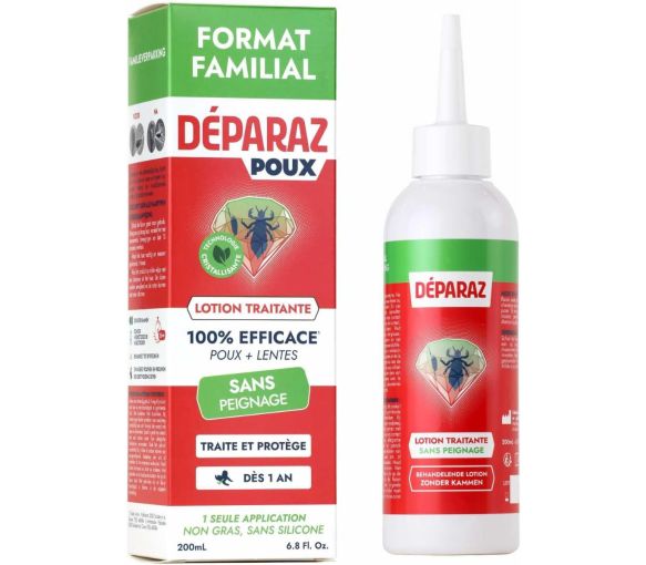 Déparaz lotion traitante poux + lentes sans peignage - flacon de 200ml - image 1