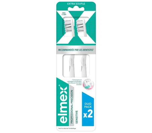 Brosse à dents professional precision sensitive extra souple Elmex - lot de 2 brosses à dents