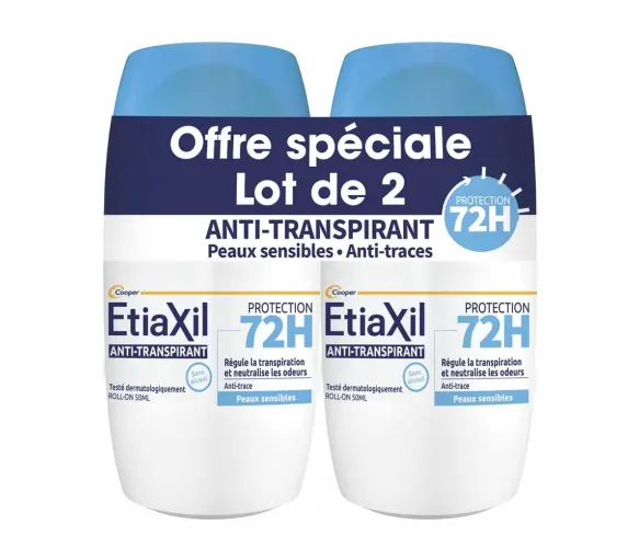 Déodorant anti-transpirant Etiaxil - lot de 2 déodorants de 50ml
