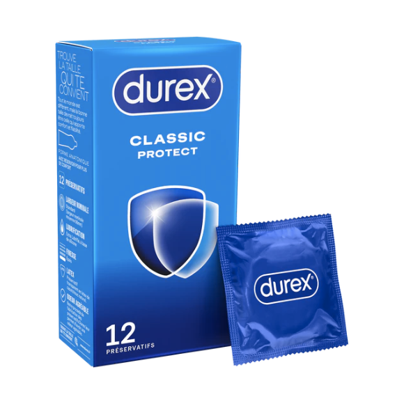 Préservatifs classic protect forme anatomique et épaisseur renforcé Durex - boite de 12 préservatifs