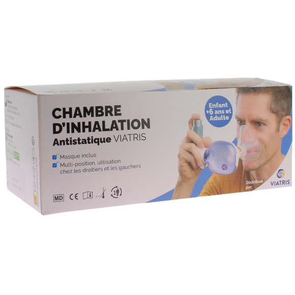Chambre d'inhalation antistatique 6 ans et plus Viatris - boite d'une chambre d'inhalation + masque