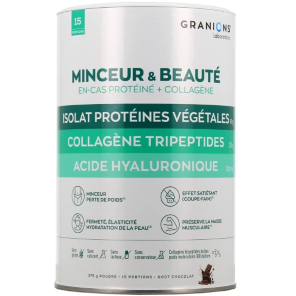 Minceur & beauté en-cas protéiné + collagène goût chocolat Granions - pot de 375g (15 sachets)