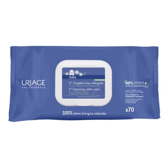 1ère lingettes d'eau nettoyante Uriage - sachet de 70 lingettes
