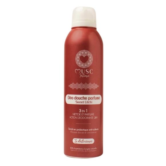 Déo douche parfumé sweet litchi Musc Intime - flacon-pompe de 200ml