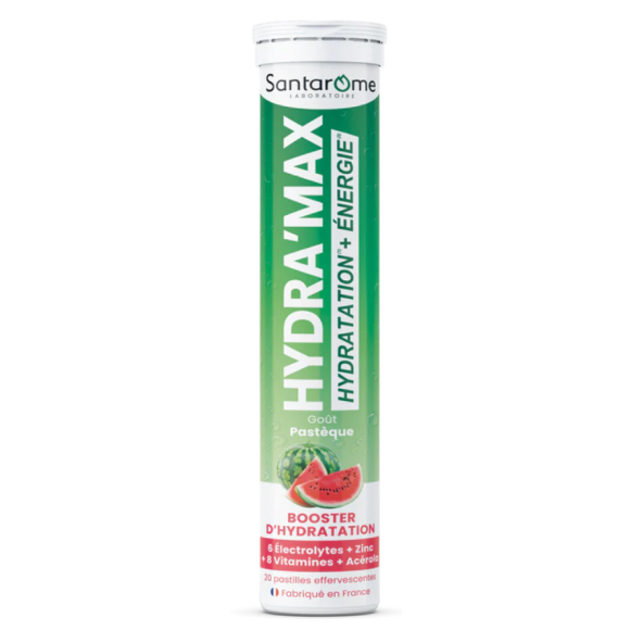 Hydra'max solution d'hydratation arôme pastèque Santarome - 20 pastilles effervescentes