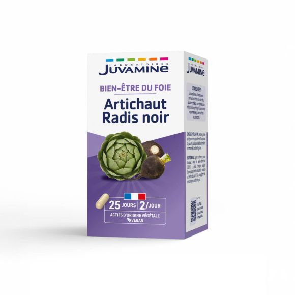 Artichaut Radis Noir Bien-être du foie Juvamine - boîte de 50 gélules