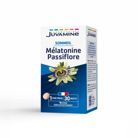 Mélatonine passiflore Sommeil Juvamine - boite de 30 comprimés