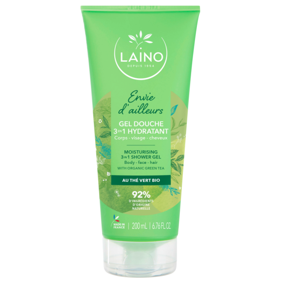 Gel douche 3 en 1 hydratant au thé vert bio Laino - tube de 200ml