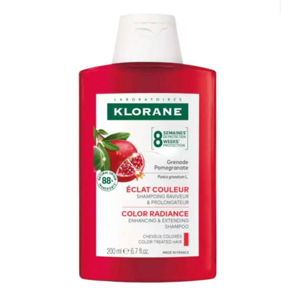 Shampooing à la grenade éclat cheveux colorés Klorane - flacon de 200 ml