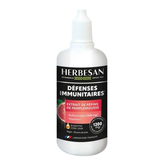 Extrait de pépins de pamplemousse 1200mg Herbesan - flacon compte-gouttes de 100ml