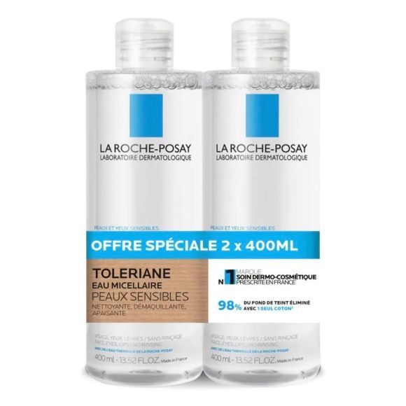 Tolériane Eau micellaire peaux sensibles La Roche-Posay - offre spéciale lot de 2 tubes de 400ml