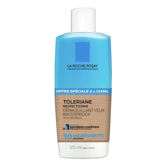 Tolériane respectissime démaquillant yeux waterproof La Roche-Posay - lot de 2 flacons de 125ml