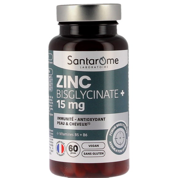 Zinc Bisglycinate+ 15mg Santarome - pot de 60 gélules