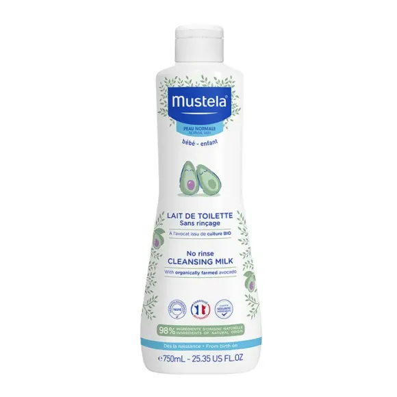 Lait de toilette sans rinçage peau normale bébé et enfant Mustela - flacon de 750ml