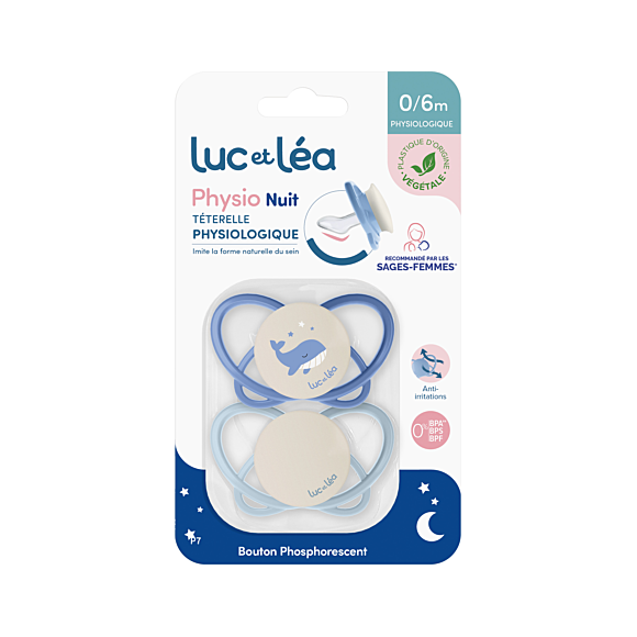 Physio téterelle physiologique 0/6 mois Luc et Léa - lot de 2 sucettes