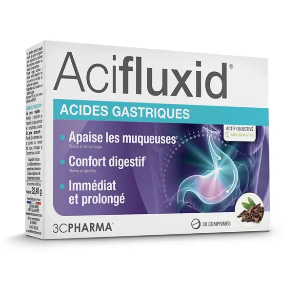 Acifluxid acides gastriques 3C Pharma - boîte de 30 comprimés 