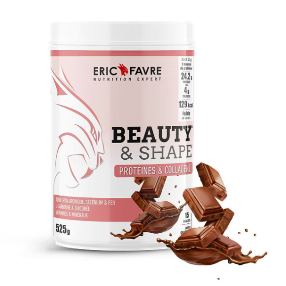 Beauty&shape protéines et collagène saveur chocolat Eric Favre - pot de 525g