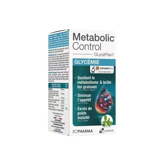 Metabolic Control Glycémie 3C Pharma - pot de 60 gélules 