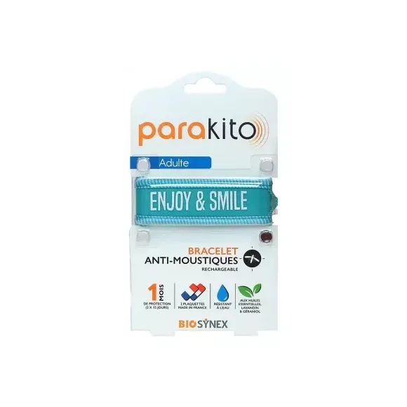 Bracelet anti-moustiques Enjoy and smile Parakito - 1 bracelet et 2 recharges