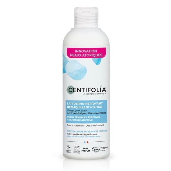 Lait dermo-nettoyant démaquillant neutre bio Centifolia - flacon de 200ml