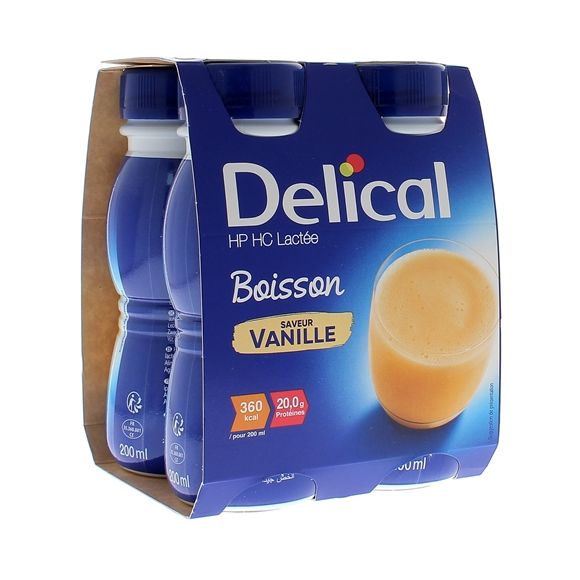 Delical Boisson HP/HC lactée saveur vanille - 4 bouteilles de 200 ml