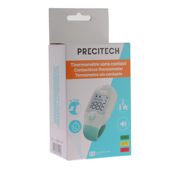 Precitech mini thermomètre vert sans contact Horizane - boite d'un thermomètre