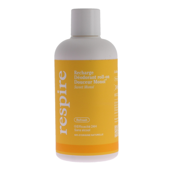Recharge déodorant roll-on douceur monoï efficacité 24h Respire - recharge de 150ml