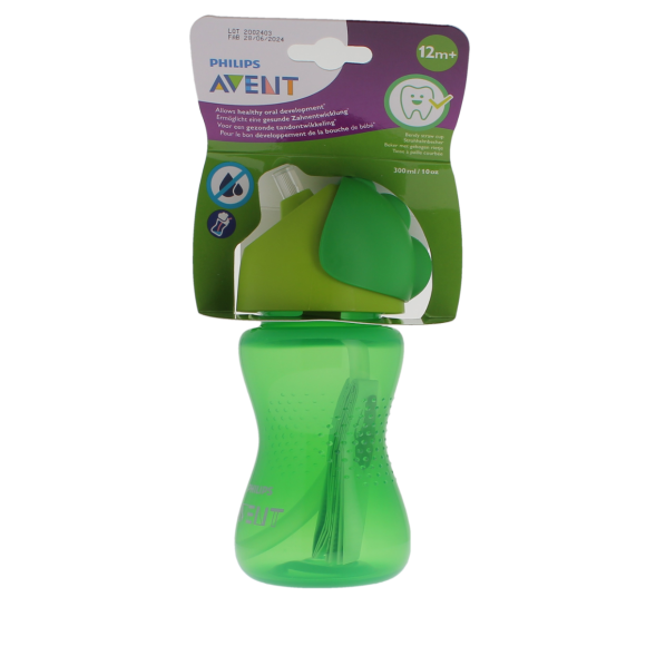 Avent tasse avec paille verte 12 mois et + Philips - tasse de 300ml
