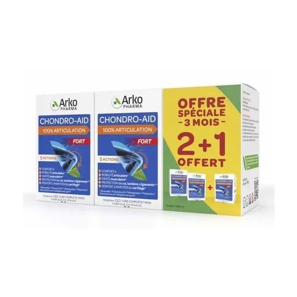 Chondro-Aid 100% articulation fort Arkopharma - 3 boites de 60 gélules offre spéciale 2+1 offerte