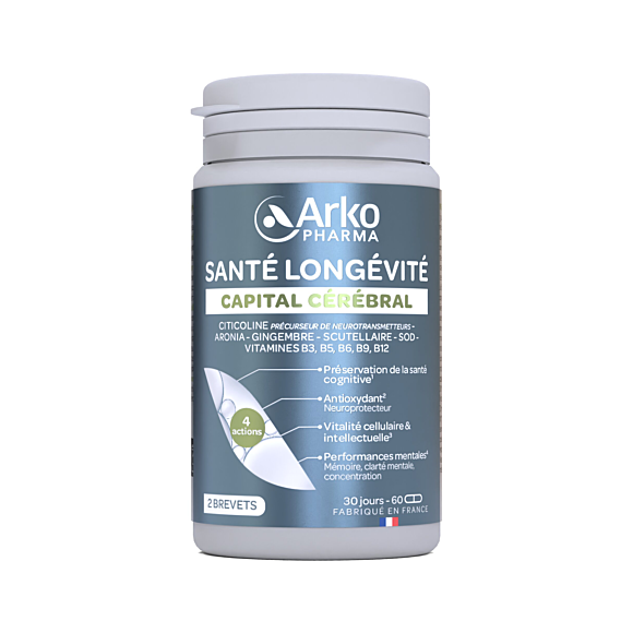 Santé longévite capital cérébrale Arkopharma - pot de 60 gélules