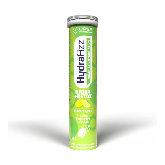 HydraFizz hydra+détox goût citron Upsa - tube de 16 comprimés effervescents 
