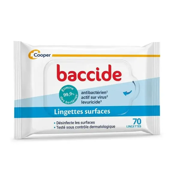 Lingette désinfectante surface Baccide - sachet de 70 lingettes