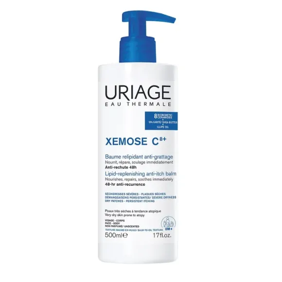 Xémose C8+ baume relipidant anti-grattage Uriage - flacon pompe de 500 ml