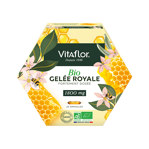Gelée royale BIO 1800 mg Vitaflor - Boite de 20 ampoules