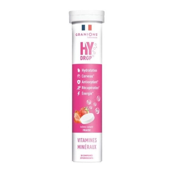 Hydrop solution d'hydratation arôme fraise Granions - tube de 20 comprimés effervescents 