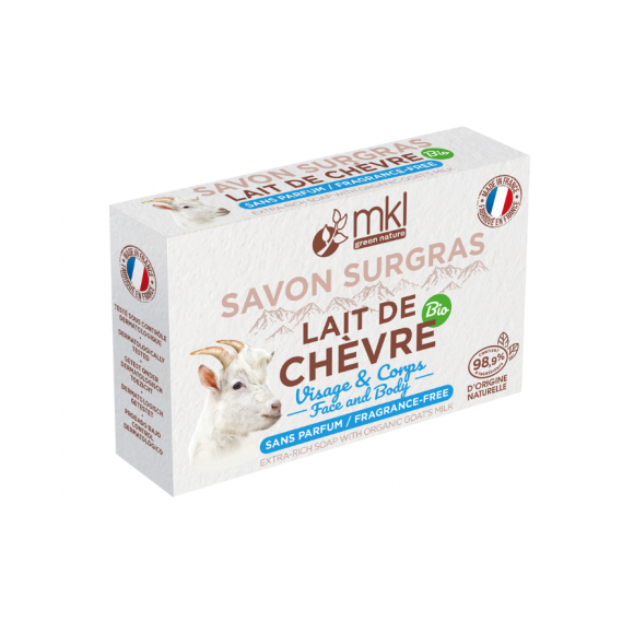 Savon surgras au lait de chèvre bio MKL Green Nature - pain de 100g