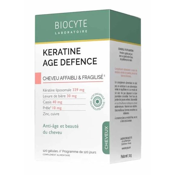 Keratine Age Defence cheveu affaibli et fragilisé Biocyte - boite de 120 gélules