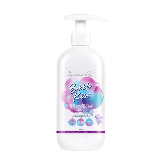 Bubble Kiss soin lavant doux bébés et enfants Les Secrets de Loly - flacon-pompe de 400ml