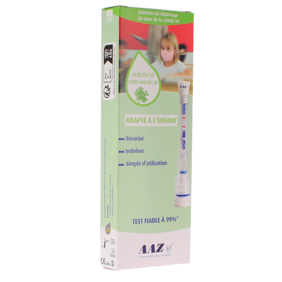 Autotest covid-viro all in antigénique test nasal enfant AAZ - boîte d'un test