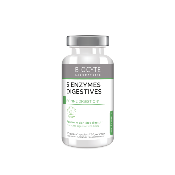 5 enzymes digestives Biocyte - 60 gélules micro-encapsulés