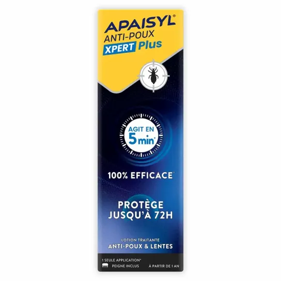 Apaisyl Xpert Plus lotion anti-poux et lentes - flacon de 100 ml avec peigne
