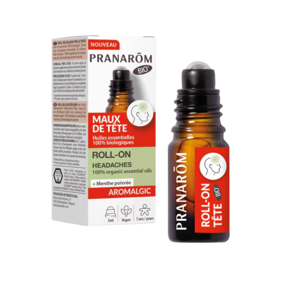 Aromalgic bio huile essentielle maux de tête Pranarom - roll-on de 5ml