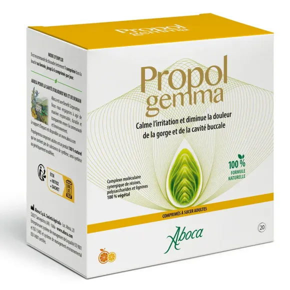 Propol gemma mal de gorge adultes Aboca - boîte de 20 comprimés à sucer