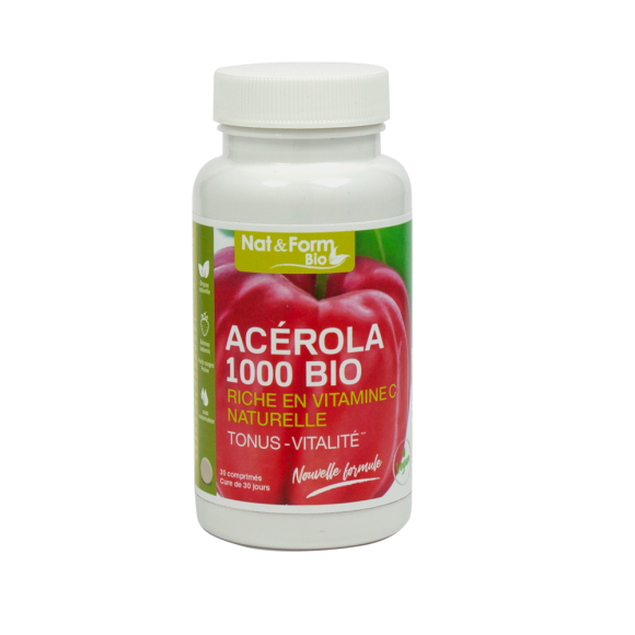 Acérola 1000 bio Nat&Form - 30 comprimés
