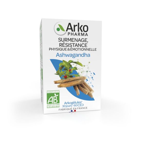 Arkogélules Ashwagandha bio Arkopharma - boîte de 60 gélules