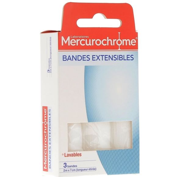 Bandes extensibles Mercurochrome - 3 bandes de 2 cm x 7 cm
