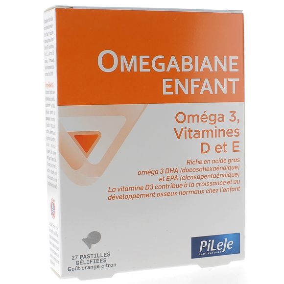 Omegabiane enfant oméga 3, vitamines D et E Pileje - boîte de 27 pastilles gélifiées