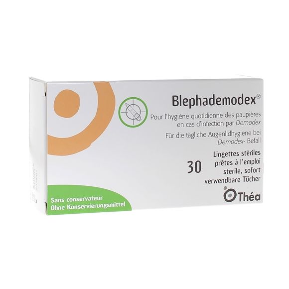 Blephademodex lingettes imprégnées hygiène des paupières Théa - boîte de 30 lingettes