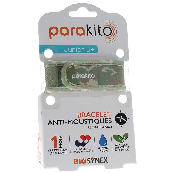 Bracelet anti-moustiques rechargeable junior Camouflage Para Kito - 1 bracelet + 2 recharges