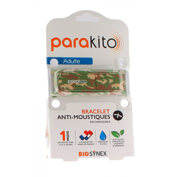 Bracelet anti-moustiques rechargeable Camouflage Para Kito - 1 bracelet + 2 recharges